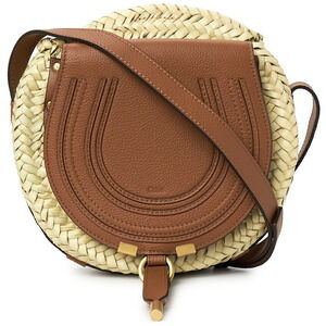 Chloe Marcie basket crossbody bag raffia Tan
